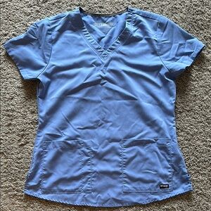 Grey's Anatomy Women's Blue V-Neck Scrub Top